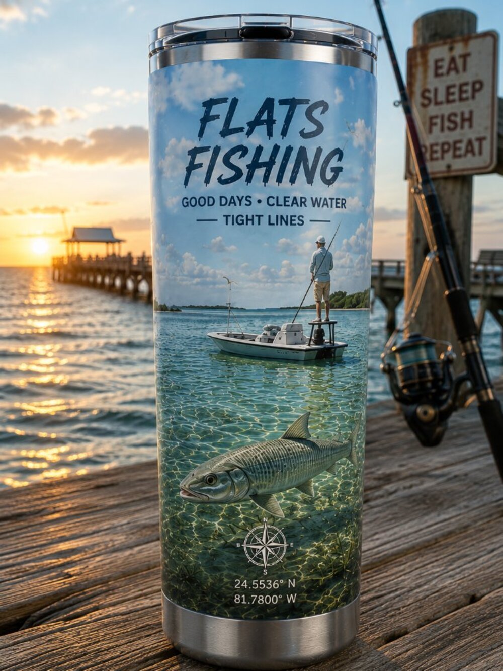 NEW! Flats Fishing 20 oz Stainless Steel Tumbler